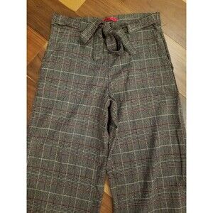 Hot Kiss Dress Pants Womens Size 1 Red Black Gray Plaid Belt Side Zipper